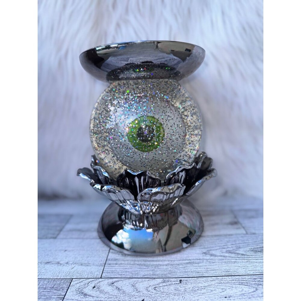 Bath and BodyWorks EYEBALL Halloween 3 Wick Candle Pedestal Holder Water Globe